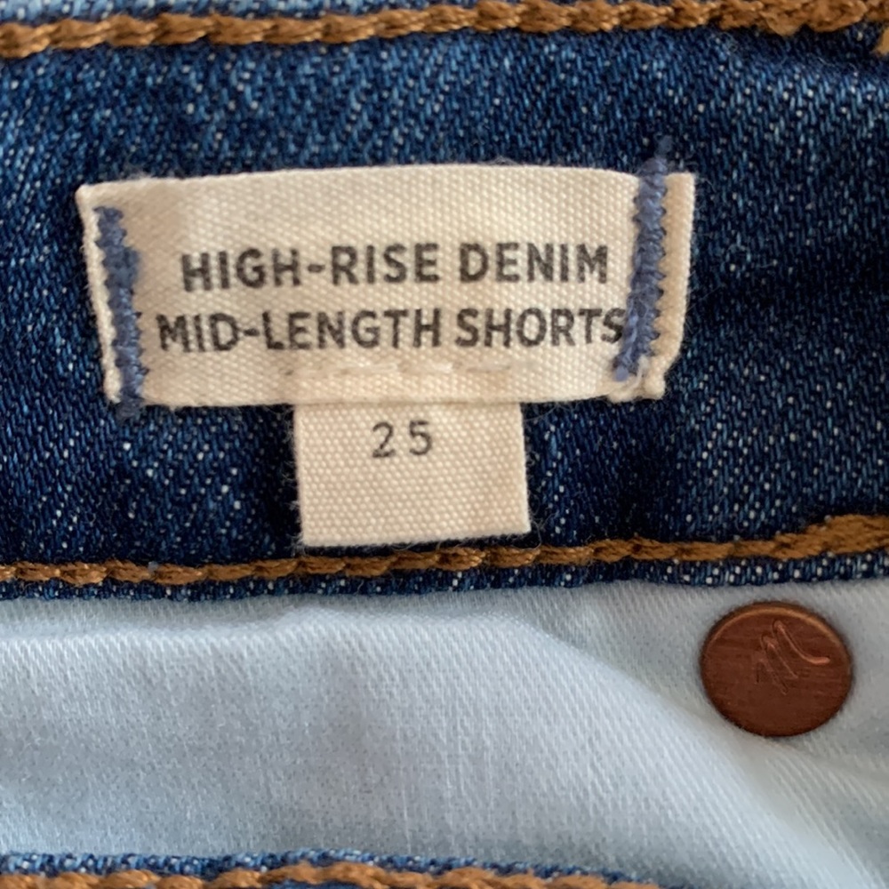 Madewell High Rise Mid Length Denim Shorts in Erwin Wash size 25 - Picture 8 of 11